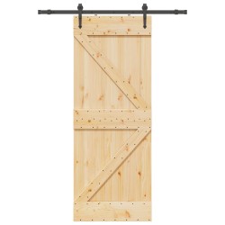 Porte coulissante NARVIK Naturel et noir 80 x 210 cm (152,5 cm) 619539619539