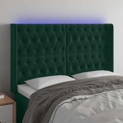 Tête de lit à LED Vert foncé 163x16x118/128 cm Velours 619544619544