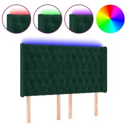 Tête de lit à LED Vert foncé 163x16x118/128 cm Velours 619544619544