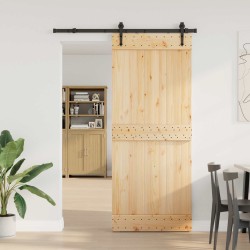 Porte coulissante NARVIK Naturel et noir 85 x 210 cm (152,5 cm) 619564619564