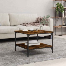 Table basse chêne fumé 55x55x40 cm bois d'ingénierie 619566619566