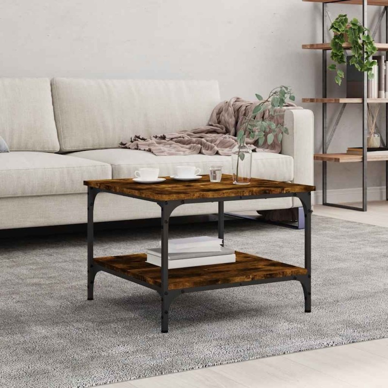 Table basse chêne fumé 55x55x40 cm bois d'ingénierie 619566619566