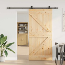 Porte coulissante NARVIK Naturel et noir 80 x 210 cm (213,5 cm) 619569619569