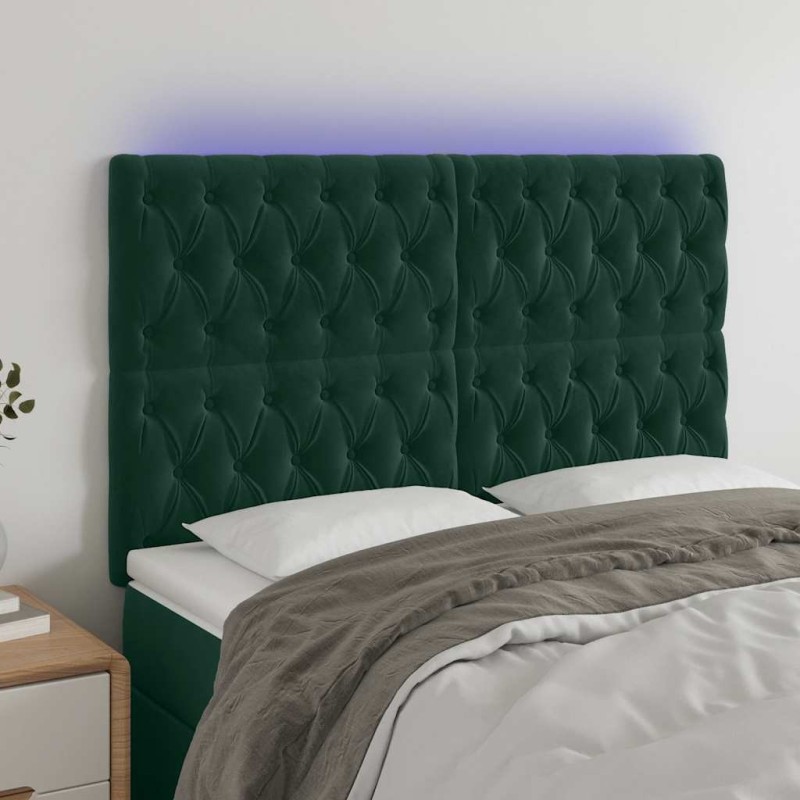 Tête de lit à LED Vert foncé 160x7x118/128 cm Velours 619570619570