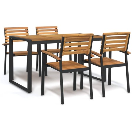 Ensemble à manger de jardin 5 pcs bois d'acacia massif et métal 619573619573