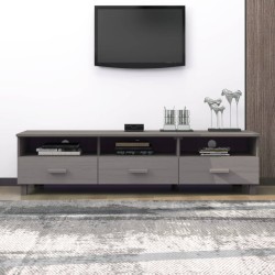 Meuble TV HAMAR Gris clair 158x40x40 cm Bois massif de pin 619575619575