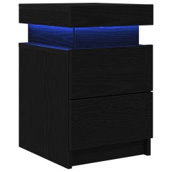Cabinet de chevet avec tiroir 2 pcs Chêne noir 35 x 39 x 55 cm 619579619579