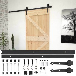 Porte coulissante Naturel et noir 90 x 210 cm 619582619582