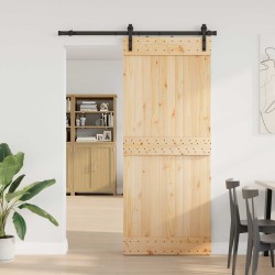 Porte coulissante NARVIK Naturel et noir 85 x 210 cm (152,5 cm) 619586619586