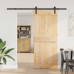 Porte coulissante NARVIK Naturel et noir 85 x 210 cm (213,5 cm) 619588619588