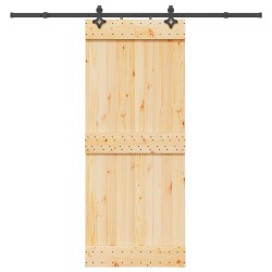 Porte coulissante NARVIK Naturel et noir 85 x 210 cm (213,5 cm) 619589619589