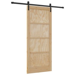Porte coulissante Naturel et noir 86 x 198,5 cm 619594619594