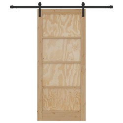 Porte coulissante Naturel et noir 86 x 198,5 cm 619594619594