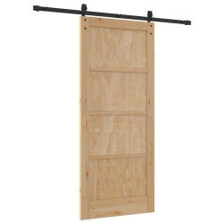 Porte coulissante Naturel et noir 86 x 198,5 cm 619594619594