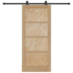 Porte coulissante Naturel et noir 86 x 198,5 cm 619595619595