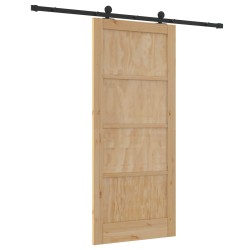 Porte coulissante Naturel et noir 86 x 198,5 cm 619595619595