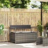 Banc de rangement de jardin avec coussin gris résine tressée 619596619596