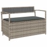 Banc de rangement de jardin avec coussin gris résine tressée 619596619596