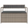 Banc de rangement de jardin avec coussin gris résine tressée 619596619596