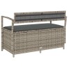 Banc de rangement de jardin avec coussin gris résine tressée 619596619596