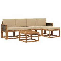 Ensemble de canapés d'extérieur 6 pcs Naturel et Beige 619597619597