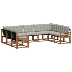 Ensemble de canapés d'extérieur 9 pcs Gris Naturel et Clair 619600619600