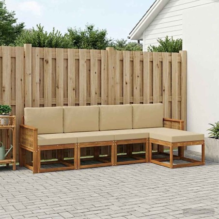 Ensemble de canapés d'extérieur 5 pcs Naturel et Beige 619602619602
