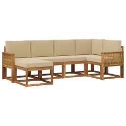 Ensemble de canapés d'extérieur 6 pcs Naturel et Beige 619607619607