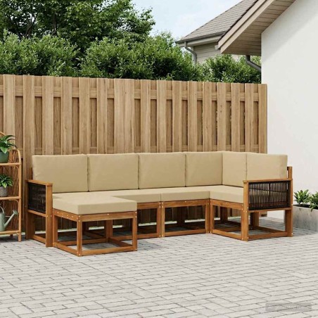 Ensemble de canapés d'extérieur 6 pcs Naturel et Beige 619609619609