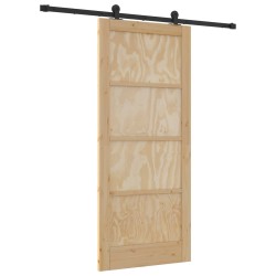 Porte coulissante Naturel et noir 86 x 198,5 cm 619610619610