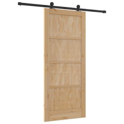 Porte coulissante Naturel et noir 86 x 198,5 cm 619610619610