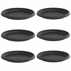 Plateau à fleurs rond 6 pcs Noir Ø 14 x 2 cm Plastique 619620619620