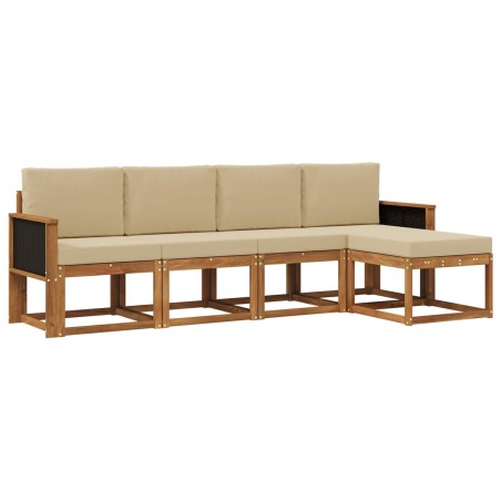Ensemble de canapés d'extérieur 5 pcs Naturel et Beige 619621619621