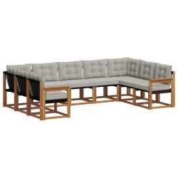 Ensemble de canapés d'extérieur 9 pcs Gris Naturel et Clair 619624619624