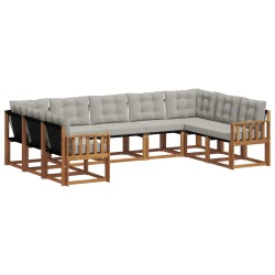 Ensemble de canapés d'extérieur 9 pcs Gris Naturel et Clair 619625619625