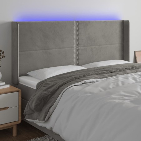 Tête de lit à LED Gris clair 203x16x118/128 cm Velours 619632619632