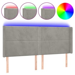 Tête de lit à LED Gris clair 203x16x118/128 cm Velours 619632619632