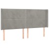 Tête de lit à LED Gris clair 203x16x118/128 cm Velours 619632619632