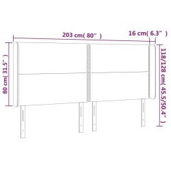 Tête de lit à LED Gris clair 203x16x118/128 cm Velours 619632619632