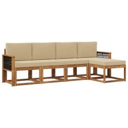 Ensemble de canapés d'extérieur 5 pcs Naturel et Beige 619636619636