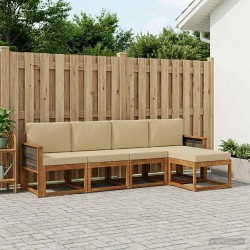 Ensemble de canapés d'extérieur 5 pcs Naturel et Beige 619639619639