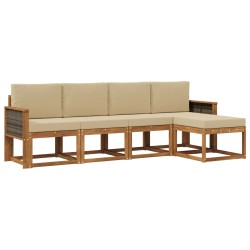 Ensemble de canapés d'extérieur 5 pcs Naturel et Beige 619639619639