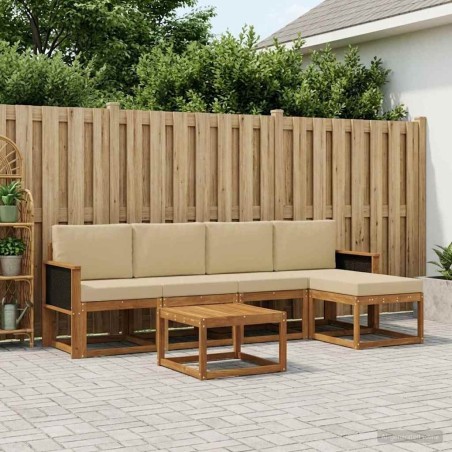 Ensemble de canapés d'extérieur 6 pcs Naturel et Beige 619642619642