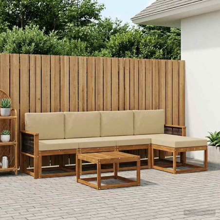 Ensemble de canapés d'extérieur 6 pcs Naturel et Beige 619645619645