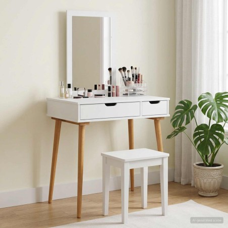 Ensemble de Coiffeuse FAUSKE 2 pcs Blanc 76 x 50 x 143 cm 619651619651