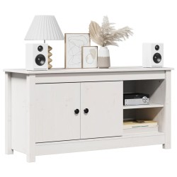 Meuble TV Blanc 103x36,5x52 cm Bois de pin massif 619654619654