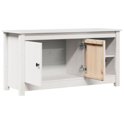 Meuble TV Blanc 103x36,5x52 cm Bois de pin massif 619654619654