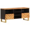 Meuble TV marron et noir 100x33,5x46 cm bois massif de manguier 619656619656