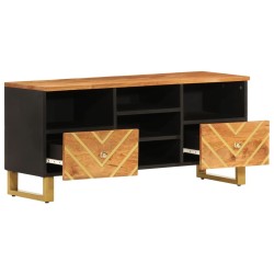 Meuble TV marron et noir 100x33,5x46 cm bois massif de manguier 619656619656