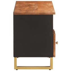 Meuble TV marron et noir 100x33,5x46 cm bois massif de manguier 619656619656